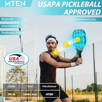 Pickleball Paddles Set of 2 or 4, or Single Paddle – USAPA Approved Fiberglass Surface Pickleball Rackets Set for Men & Women - color: Lake blue*4