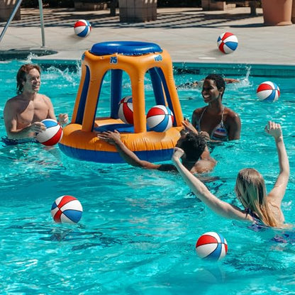 Outus 8 Pack 7 Inch Mini Rubber Basketballs Set Small Basketball with Air Pump Mini Hoop Junior Size 3 Basketballs for Beginner Arcade Games Indoor Outdoor Pool Party Favors(Red White and Blue)