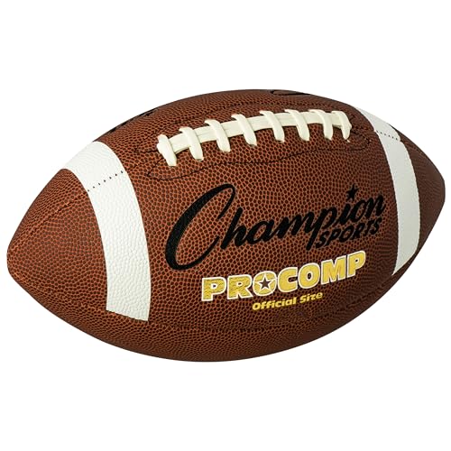 Champion Sports Pro & Composite Series Footballs – Water-Resistant Composite, Indoor/Outdoor, Official–Pee Wee Sizes - size: Official, style: Pro Composite