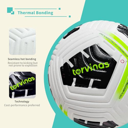 Soccer Ball Size 5,4 – Thermal Bonded Waterproof PU Leather, Professional Training & Match Ball for Youth & Adults, with Pump & Bag, Training Gift Set - color: black