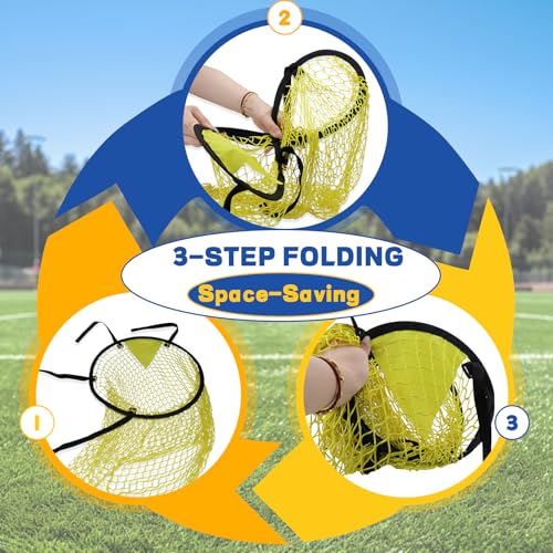 4 Pcs Yellow Soccer Goal Targets Portable Shooting Training Nets, Top Bins Precision Practice Aids for Football Goal Shooting Drills, Easy to Attach and Store for Backyard, Field, Home Use