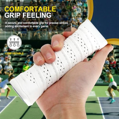 Pickleball Grip Tape 3pcs Overgrip Pickleball Paddle Grip Tape with Raised Ridge Replacement Grip Wrap Accessory for Pickleball Paddle Handle - color: White