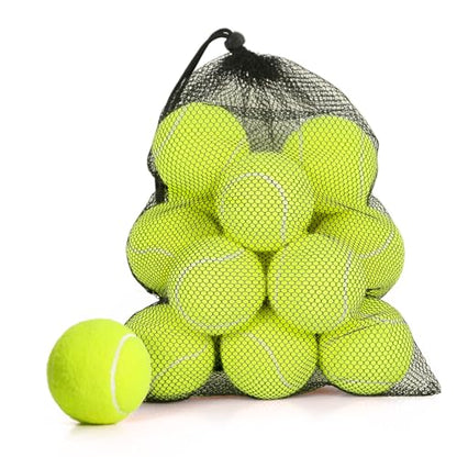 24 Pack Tennis Balls, Training Tennis Balls, Pet Dog Playing Balls, Practice Tennis Balls with Mesh Bag for Transport and Beginner Training - color: Yellow-24Pack