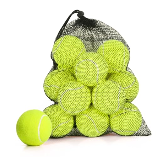 24 Pack Tennis Balls, Training Tennis Balls, Pet Dog Playing Balls, Practice Tennis Balls with Mesh Bag for Transport and Beginner Training
