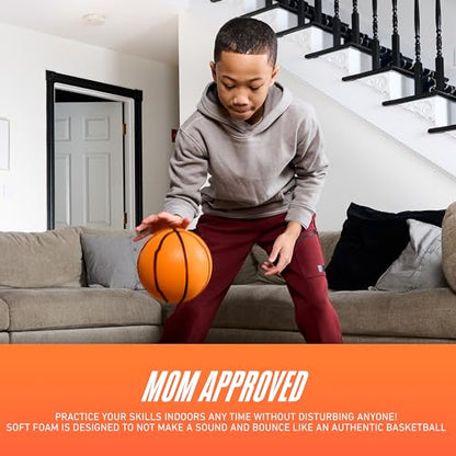 Nerf Quietcourt Silent Foam Basketball - Mini or Official Size Silent Dribbling Foam Basketball - Never Goes Flat - 7" or 29.5" - Orange - size: 7"