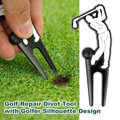 Father's Day Golf Gifts for Men Dad, Golf Repair Divot Tool with Golfer Silhouette, Par-FECT Dad Golf Ball Marker, Gold Magnetic Club-Style Hat Clip, Unique Golf Gift from Daughter/Son/Kids