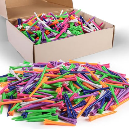 Golf Tees Plastic Unbreakable Easy to Find Bulk Value 200/500/1000 Count, 2 3/4 Inch Stable Tee Driving Range Reduce Friction, Blue White Purple Practice (Multicolor, 200 Count (2 3/4 Inch))