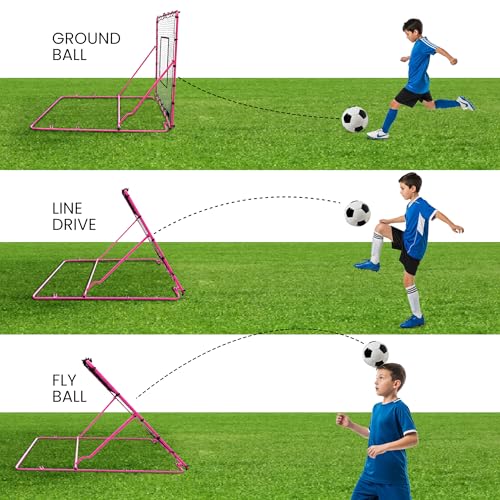 VELOCITY Adjustable Baseball Rebounder Net with 3 Return Angles, 4x4.5 Feet Soft Ball and Baseball Net for Skill Development Multi Sport Pitchback Feilding Trainer for Solo Practice