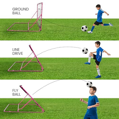 VELOCITY Adjustable Baseball Rebounder Net with 3 Return Angles, 4x4.5 Feet Soft Ball and Baseball Net for Skill Development Multi Sport Pitchback Feilding Trainer for Solo Practice