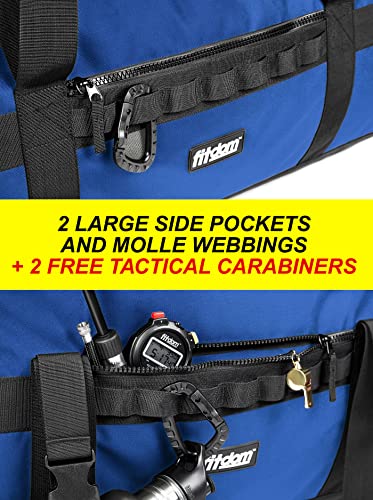Fitdom 132L 36" Heavy Duty Extra Large Sports Gym Equipment Travel Duffel Bag W/Adjustable Shoulder & Compression Straps. Perfect for Soccer Baseball Basketball Hockey Football Team Coaches & More - color: Blue