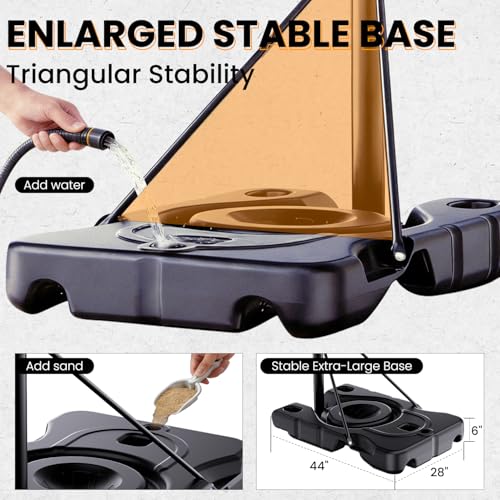 Portable Basketball Hoop 44” Backboard, 6–10FT Adjustable Outdoor Basketball Goal with Stable Fillable Base & Wheels, Shatterproof System for Kids, Teens & Adults - color: Black