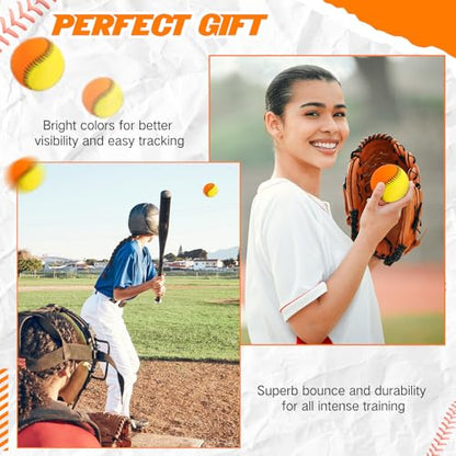 MiniInflat 12 Pack 12" 10" Softballs Practice Balls Leather Covered Youth Fastpitch Baseball Training for Tee Coach Pitch Batting Ball Practices and Training