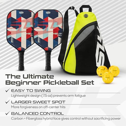 Selkirk Sport SLK Helix Pro Pickleball Paddle | Thermoformed Carbon Fiber Pickleball Paddles with Carbon Fiber & Fiberglass Hybrid Face | Unmatched Control - color: Patriot | Bundle