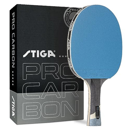 STIGA Pro Carbon + Raptor Performance-Level Table Tennis Rackets with Carbon Technology for Tournament Play - 7-ply Blade with Flared Handles - 2mm Sponge for Enhanced Control and Speed