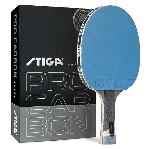 STIGA Pro Carbon + Raptor Performance-Level Table Tennis Rackets with Carbon Technology for Tournament Play - 7-ply Blade with Flared Handles - 2mm Sponge for Enhanced Control and Speed