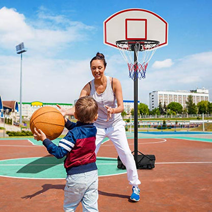 ZENY Portable Basketball Hoop Outdoor, Adjustable Basketball Goal 5.4-7Ft, Basket Ball Hoop for Kids, Youth, Driveway Backyard Hoop with PC Backboard