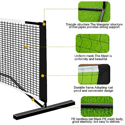 Portable Pickleball Net System, FOME 22 FT Pickleball Net Portable Outdoor Regulation Size Pickleball Nets and Accessories with Carry Bag Steady Steel Frame Strong PE Pickle Ball Net