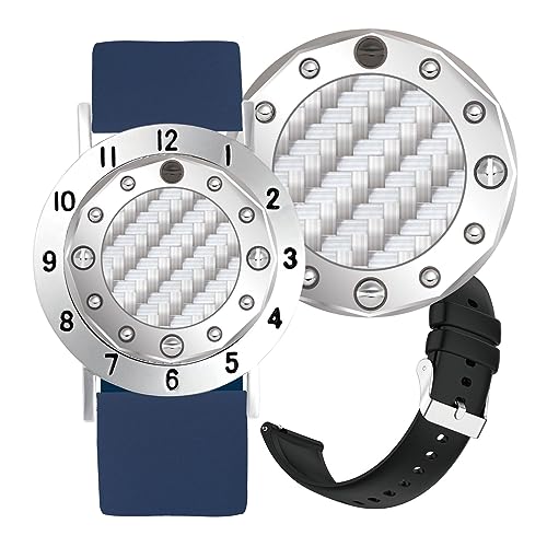 Golf Ball Marker with Carbon Fiber Ball Marker Bracelet, Golf Accessories, Golf Gifts, Golf Counter for Men Women - color: Blue/Black/Silver