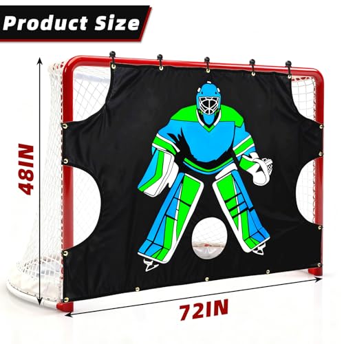 Ice Hockey Shooting Target: Quick Install Precision Practice Waterproof Training Aid Improve Accuracy for Outdoor Indoor Sport Field Teens Adult Coach Players - size: 72x48"