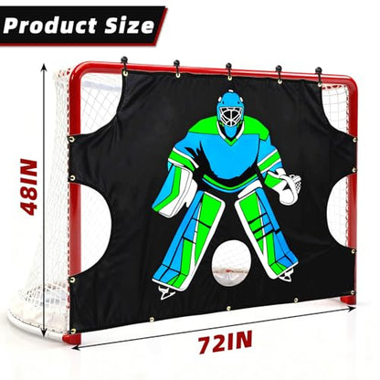 Ice Hockey Shooting Target: Quick Install Precision Practice Waterproof Training Aid Improve Accuracy for Outdoor Indoor Sport Field Teens Adult Coach Players - size: 72x48"