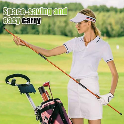 Golf Alignment Sticks 2 Pack, 48″Collapsible Practice Rods for Aiming/Putting, Golf Training Aid for Swing Trainer with Clear Tube Case, Foldable Training Rods with 10 Golf Tees - color: Orange