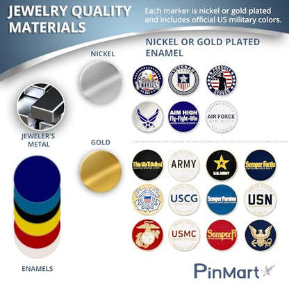 PinMart’s Officially Licensed United States Veteran Bundle Pack of 9 Golf Ball Markers - Golf Accessories for Men and Women - Magnetic Veteran Ball Markers Set of 9