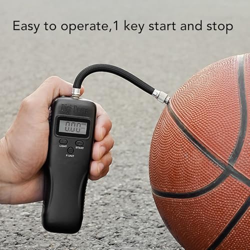 Jiawu Electric Basketball Pump, Portable 15 PSI Ball Pump for Sports Balls, Auto Stop Digital Display Pressure Gauge for Basketball Football Volleyball Soccer
