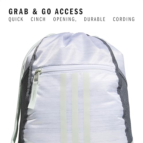 adidas Alliance Sackpack – Drawstring Backpack for Sports, Small Gym Bag - color: Two Tone White-clear Onix/Linen Green/2