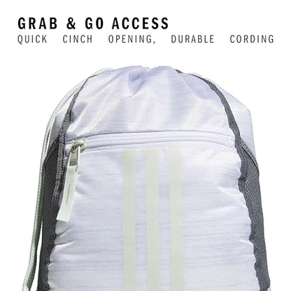 adidas Alliance Sackpack – Drawstring Backpack for Sports, Small Gym Bag - color: Two Tone White-clear Onix/Linen Green/2