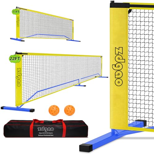 Zdgao Portable Pickleball Net for Driveway, 22FT Regularion Size Pickle Ball Net with Pickleballs and Carry Bag, Easy Setup for Indoor Gym, Outdoor Court, Backyard, Street - color: Blue, style: 22FT and 11FT Pickleball Net