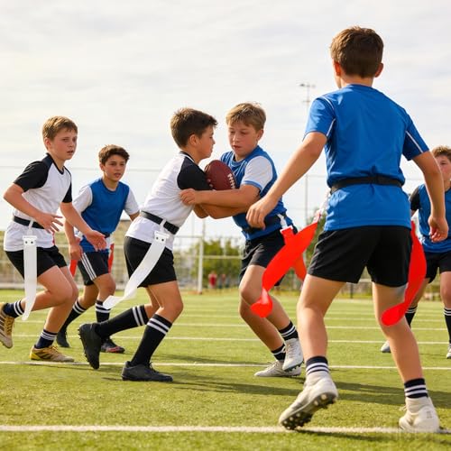 Flag Football Belts, 14 Player Adjustable Flag Football Set with 28 Flags for Youths Adults - Fits Up to 22-46" Waist