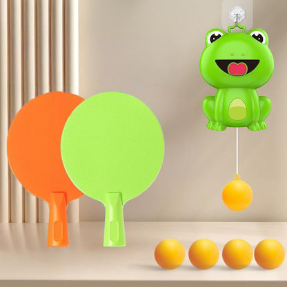 Hanging Table Tennis Trainer Portable Set,1 Pcs 5 Balls Frog Door Pong Game for Kids with Racket and Balls, Adjustable Hanging Table Tennis Trainer