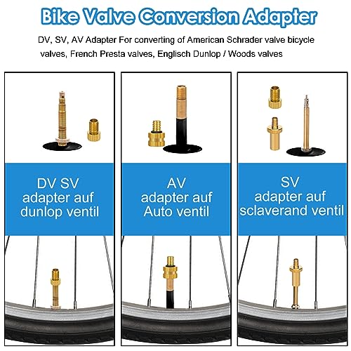 14PCS Bicycle Valve Adapter DV SV AV Converter,Presta Schrader Valve Adapter, Ball Pump Needle, Inflation Needle, Tire Valve Caps,Air Pump Needle Set for All Bike,Sports Ball,Pump,Inflatable Equipment