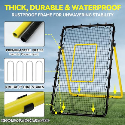6-Angle Adjustable Volleyball Rebounder Net 7x4ft, High Stable Bounce Back Training Equipment for Practicing Volleying Bumping Spiking with High-Tension Net, PU Volleyball and Pump, Stakes - color: Black