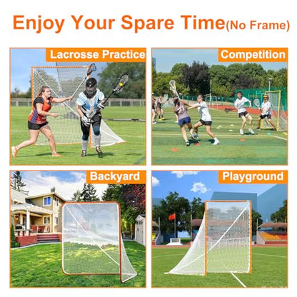 1/2Pcs 4/5/6mm 6’X6’X7’ Heavy Duty Lacrosse Goal Net with 1/2XRandom Color Installation Tool and 2/4X49ft Lacrosse Net Lacing Rope Lacrosse Replacement Net for Lacrosse Practice，Competition