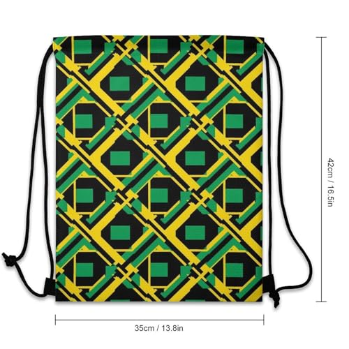 Swimming Drawstring Sack Waterproof Gym Backpack for Beach Sports Yoga Gear, Lightweight Unisex, Jamaica Flag Bags - color: Picture (367)