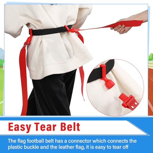 Junkin 6/8/10 Players Flag Football Sets Adjustable Football Belts and Flags for Youths Teens Kids Adults Players Sports Team - color: Red, Yellow