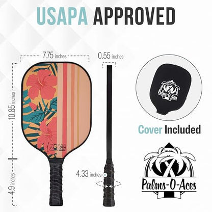 Palms-O-Aces Carbon Fiber Pickleball Paddle – USAPA Approved 16mm T700 Graphite Paddle with Textured Spin Surface | Lightweight Carbon Fiber Pickleball Paddles & Racket | Includes Paddle Cover