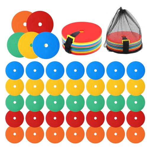 40 Pcs 6 inch Flat Cones Spot Markers Non-Skid Floor Hole Soccer Cones Field Court Spot Markers Flat Discs Soccer Training Equipment for Football Sports Speed Agility Practice