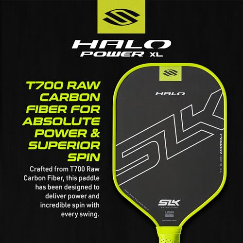 Selkirk Sport SLK Halo Raw Carbon Fiber Pickleball Paddle | Power, Pro and Control Pickleball Paddles | T700, 18K Ultraweave, Aramid Fiber LinkWeave | Designed & Controlled in USA - color: Power | Green | 2025, size: XL (Elongated Shape)