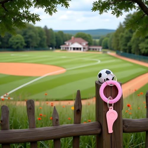 Pink Sports Whistle with Adjustable Wrist Strap - High-Frequency Sound for Coaches, Referees and Team Sports, Durable Plastic Emergency Whistle for Soccer, Baseball and Outdoor Safety（2Pcs）