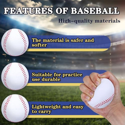 Foam Baseballs, 9 Inch Soft Baseballs Training Pitch Stress Ball with Drawstring Bag