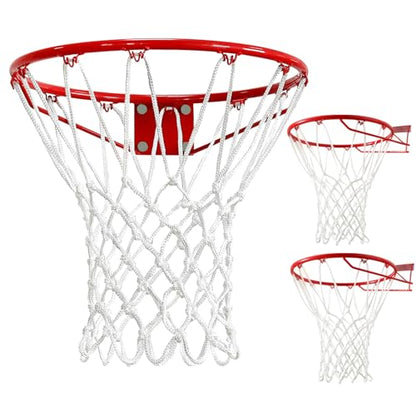 2 Pack Heavy Duty Basketball Net Replacement,2025 Upgrade Heavy Duty Basketball Net, All Weather Anti Whip,12 Loops Fits Standard Indoor or Outdoor Rims - color: White +White