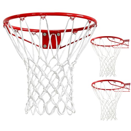 2 Pack Heavy Duty Basketball Net Replacement,2025 Upgrade Heavy Duty Basketball Net, All Weather Anti Whip,12 Loops Fits Standard Indoor or Outdoor Rims - color: White +White