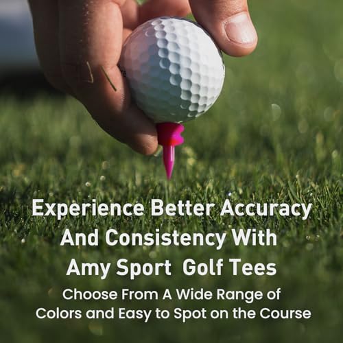 Amy Sport Golf Tees Step Down Plastic Unbreakable 50 Pack Reusable Bulk Professional Height Control Castle Tee for Practice - color: 50 Pack 1" in Rose