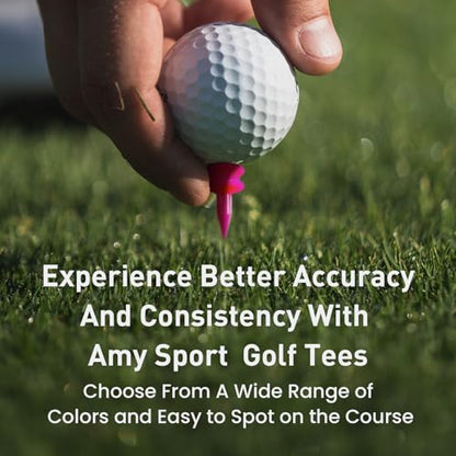 Amy Sport Golf Tees Step Down Plastic Unbreakable 50 Pack Reusable Bulk Professional Height Control Castle Tee for Practice - color: 50 Pack 1" in Rose