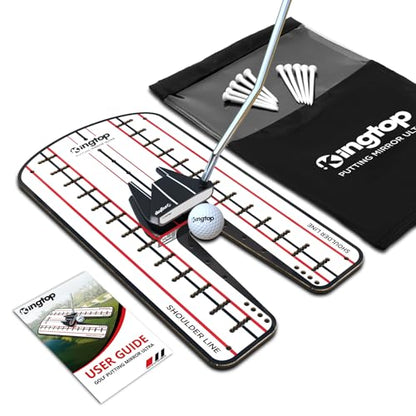 KINGTOP Golf Putting Mirror - Alignment Putting Training Aids for Consistency & Accuracy - Ideal for Indoor | Outdoor Practice, with Carry Bag and Golf Tees