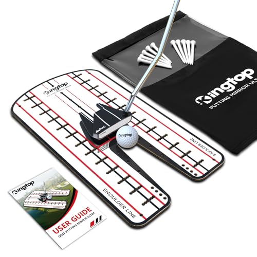 KINGTOP Golf Putting Mirror - Alignment Putting Training Aids for Consistency & Accuracy - Ideal for Indoor | Outdoor Practice, with Carry Bag and Golf Tees