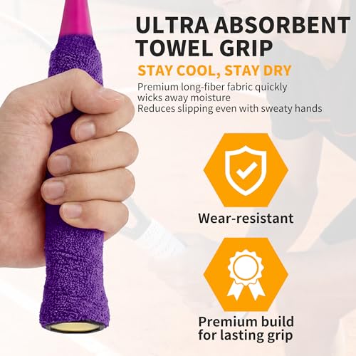2 Pcs Tennis Racket Grip Tape, Towel Tennis Overgrip Tape, Anti-Slip Absorbent Grip, Racket Overgrip Tape,9 Colors - color: Purple