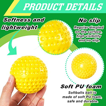 Deekin 24 Pcs Yellow Dimpled Baseball 9 Inch Pitching Machine Baseball Practice Foam Sport Game Ball for Indoor Outdoor Pitching Machine Practice, 2 Dozen